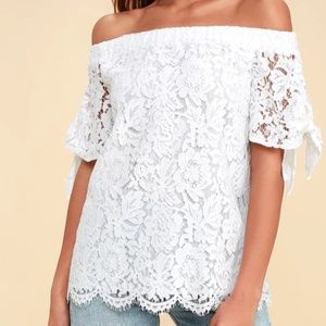 Lulu's Ivory Lace Off-The-Shoulder Top